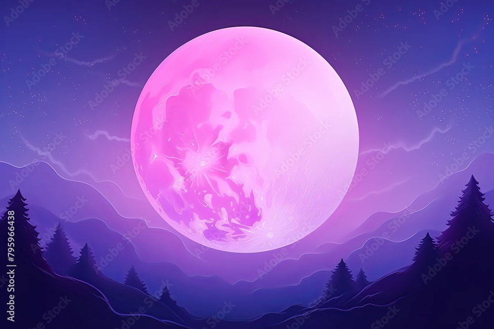 Mystic Lunar Gradients: Serene Full Moon Tranquility