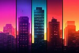 Neon Urban Streetscape Gradients: Skyscraper Silhouette Aura.