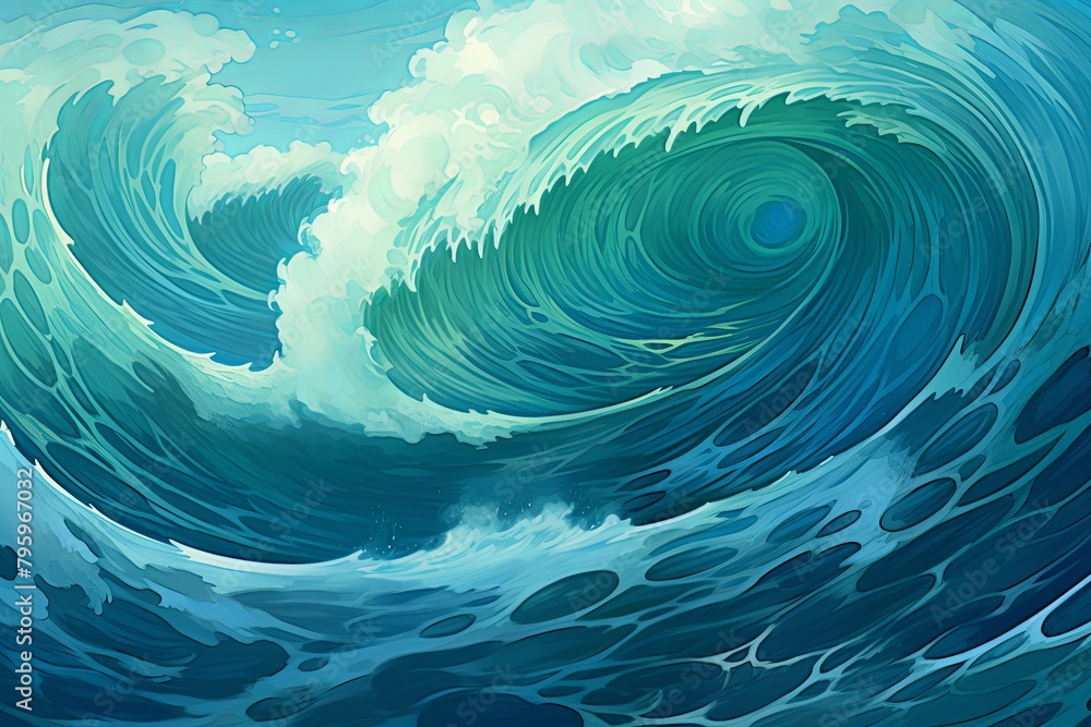 Oceanic Tidal Wave Gradients: Aquatic Blue-Green Waves Enchantment Oceanic Tidal Wave Gradients: Aquatic Blue-Green Waves Enchantment