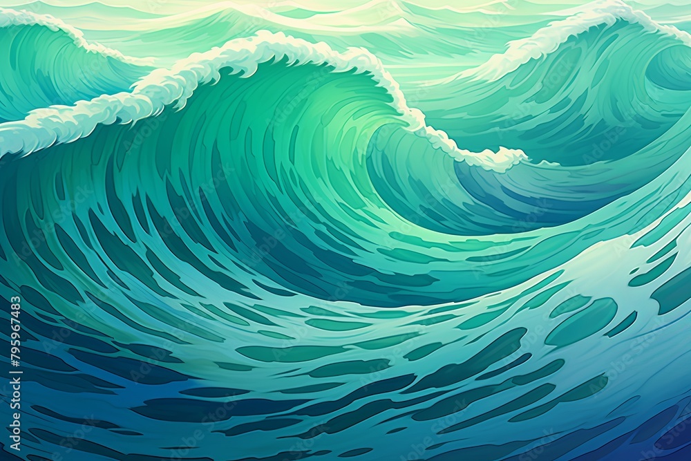 Sea Green-Blue Oceanic Tidal-wave Gradients Sea Green-Blue Oceanic Tidal-wave Gradients