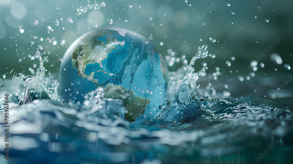 Saving water and world environmental protection concept. Eearth, globe, ecology, nature, planet concepts Saving water and world environmental protection concept. Eearth, globe, ecology, nature, planet concepts