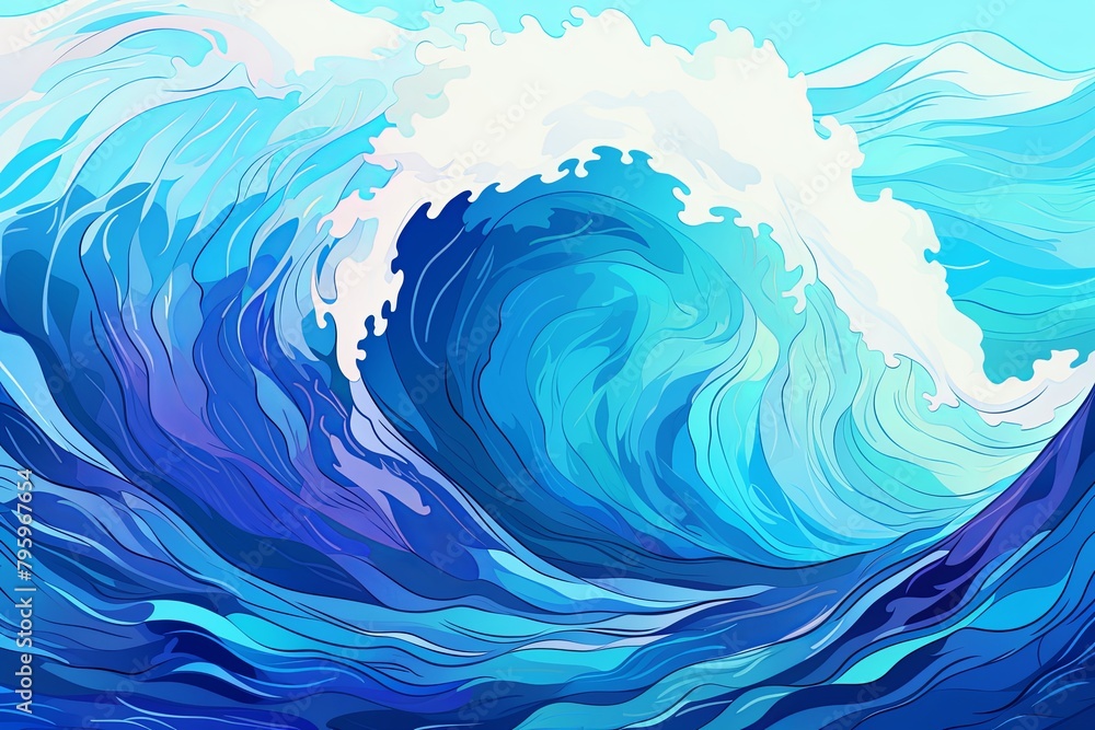 Tidal Wave Gradients: Oceanic Sea Wave Color Dance