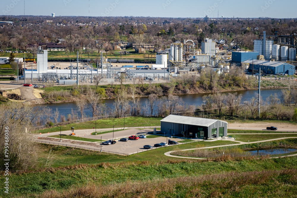 Cedar Rapids, Iowa, USA buildings viewed from Mount Trashmore overlook. Cedar Rapids, Iowa, USA buildings viewed from Mount Trashmore overlook.
