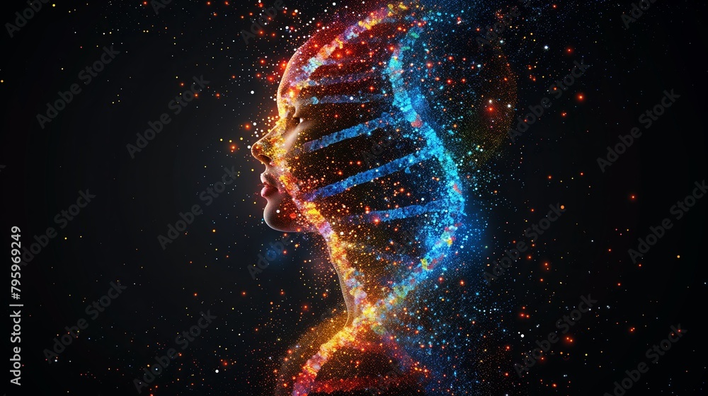 Blood cells inside the body show up like colorful DNA. Blood cells inside the body show up like colorful DNA.