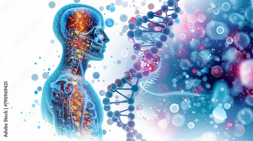 Blood cells inside the body show up like colorful DNA. Blood cells inside the body show up like colorful DNA.