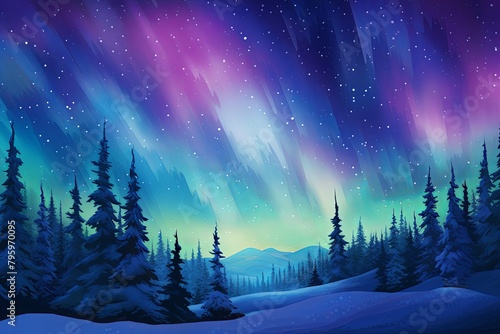 Polar Aurora Borealis Gradients: Arctic Sky Beauty Unveiled photo