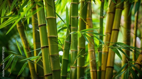 Bamboo plant with lush green leaves in garden