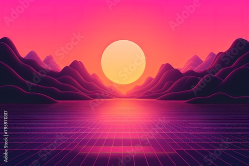 Neon Retro Wave Sunset Gradients in a Dreamy Ambiance © Michael