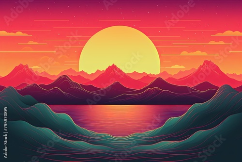 Retro Wave Sunset Gradients  A Digital Horizon of Retro Awesomeness