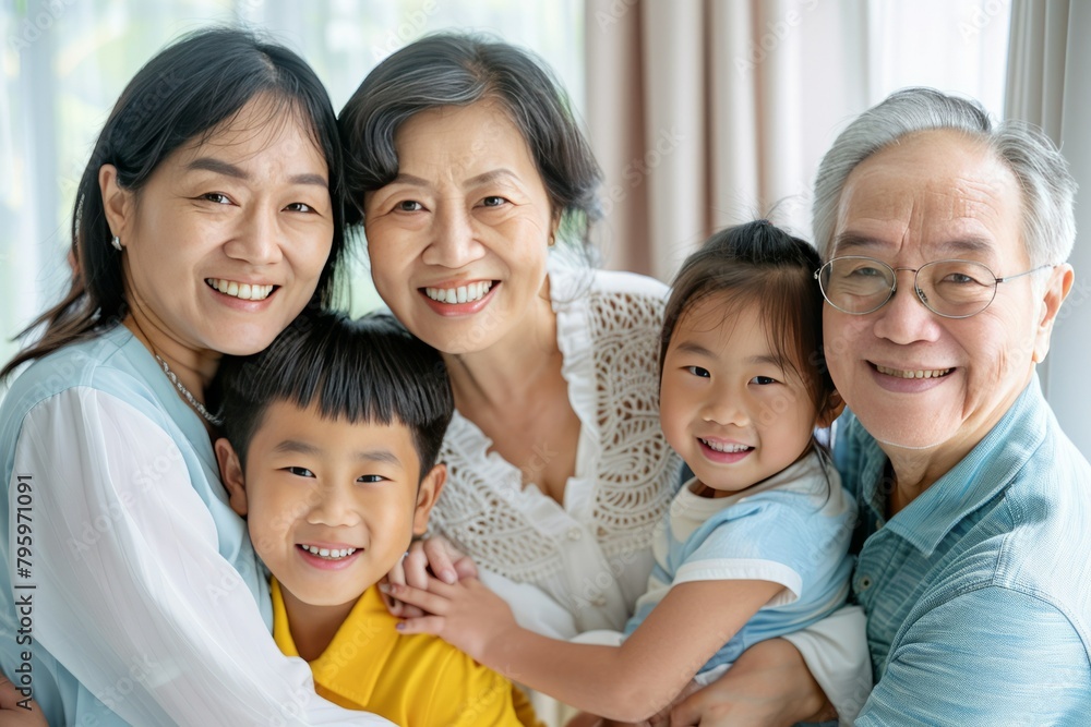 portrait of a family with their children portrait of a family with their children