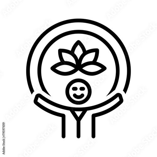 Vector black line icon for Spirituality