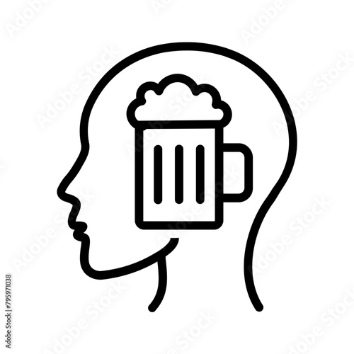 Vector black line icon for Alcohol addiction