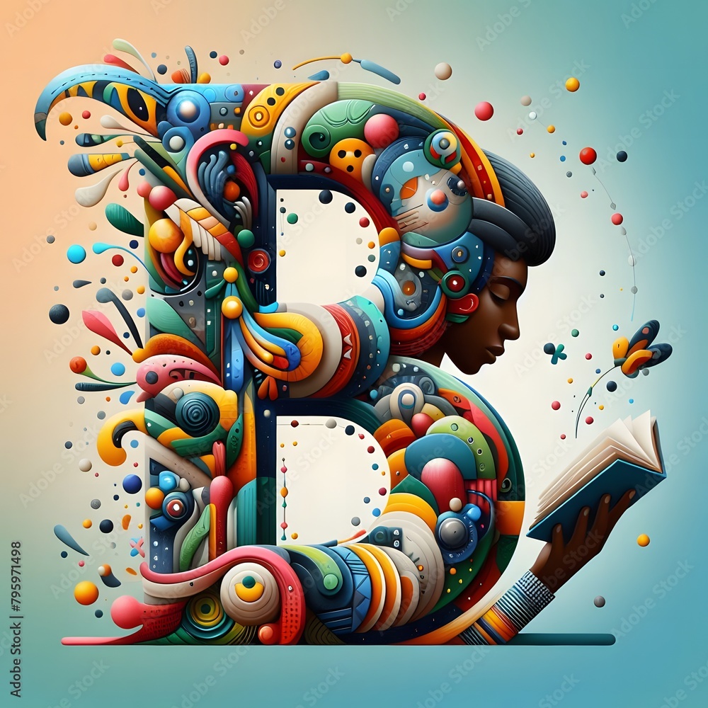 Vibrant Abstract Objects Colorful Alphabet Letters Collection for Creative Projects - obrazy, fototapety, plakaty 
