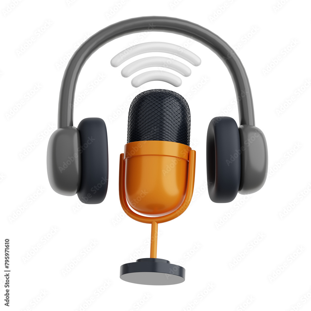 3D illustration of Multimedia Podcast 3D illustration of Multimedia Podcast