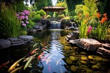 Tranquil Koi Pond: Serene Gradients in a Garden Oasis
