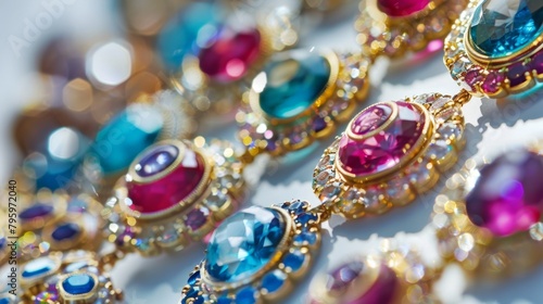 Colorful gems on a table