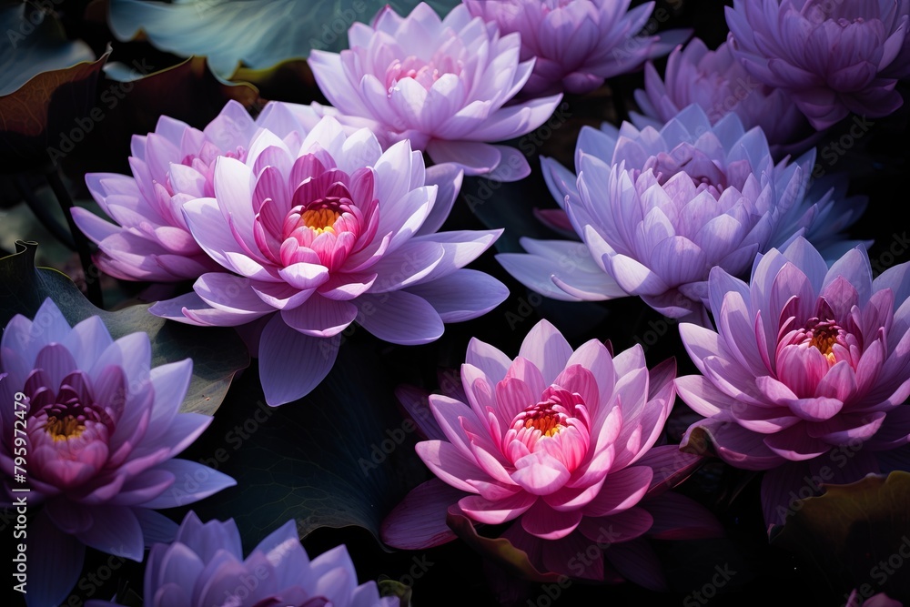 Serene Lotus Pond Gradients: Tranquil Water Lily Colors