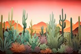 Shimmering Desert Mirage Gradients: Cactus Silhouette Hues Spectrum