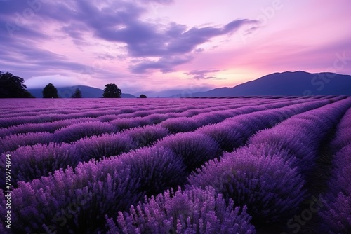 Soothing Lavender Field Gradients: Calming Rural Colorscape