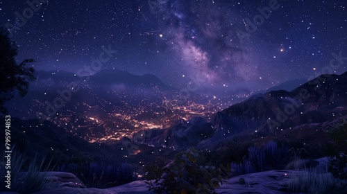 Night city view with stars
