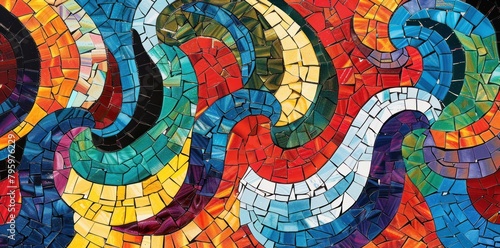 Abstract Mosaic Background: Colors Dancing and Spinning Together. 