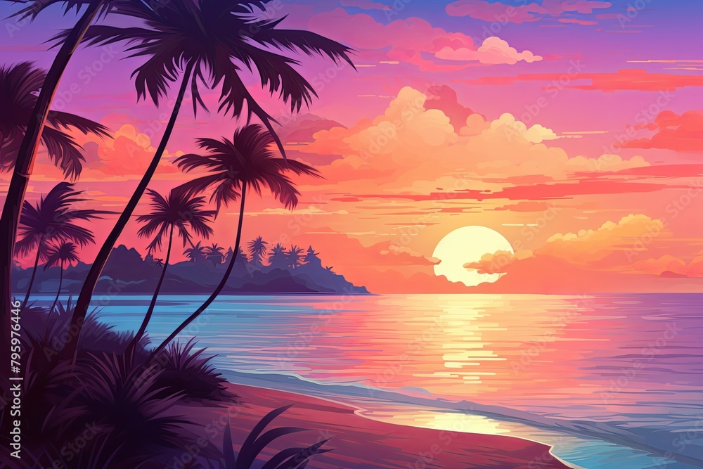 Tropical Island Sunset Gradients: Beach Dusk Spectrum