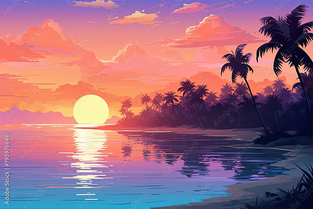 Tropical Island Sunset Gradients: Peaceful Shore Palette
