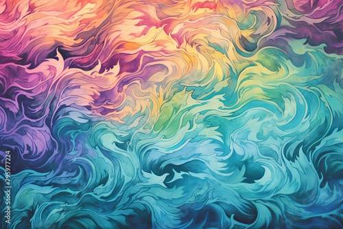 Tropical Monsoon Gradient Swirls: Lush Rain Color Swirls Capture Exotic Beauty