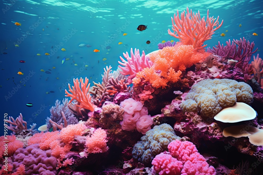 Fototapeta premium Underwater Coral Reef Gradients: Marine Sanctuary Palette Bliss