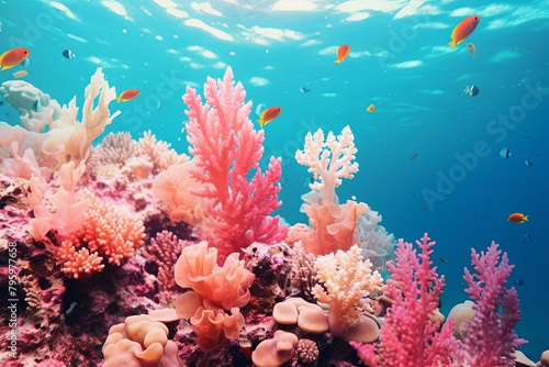 Fototapeta Naklejka Na Ścianę i Meble -  Marine Sanctuary Palette: Underwater Coral Reef Gradients