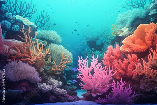 Sea Coral Patterns: Vibrant Underwater Coral Reef Gradients