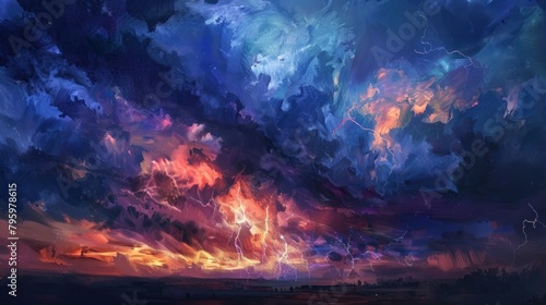 Dramatic storm clouds background with atmospheric intensity 