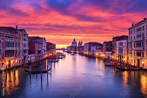 Venetian Sunset Gradients  Colorful Twilight Over Venice Skyline