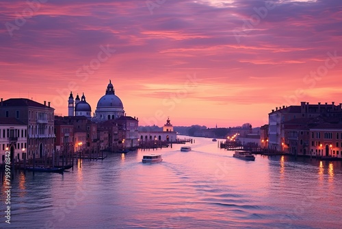 Venetian Sunset Gradients: Dusk Light over Venice Canal