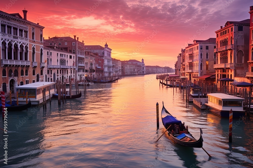 Venetian Sunset Gradient Canals: Pastel Sky Harmonies