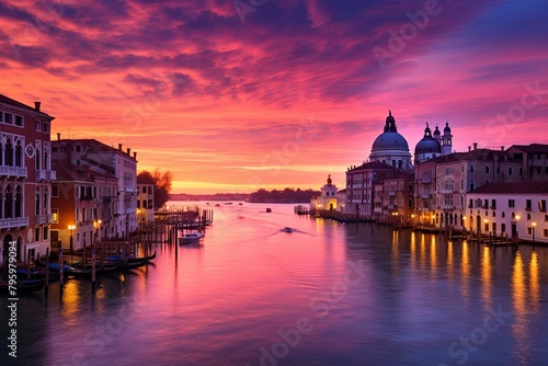 Venetian Sunset Gradients: Captivating Venice Evening Hues