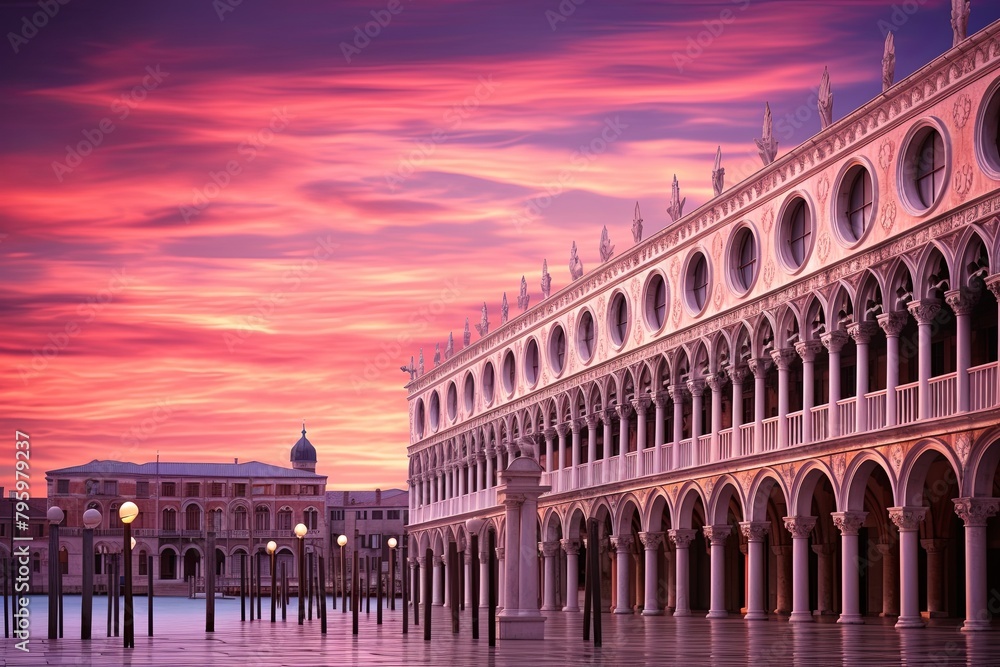 Venetian Sunset Gradients: Twilight Tones on Classic Architecture