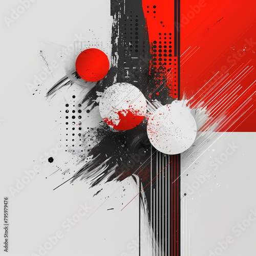 b'Black red and white abstract painting' photo