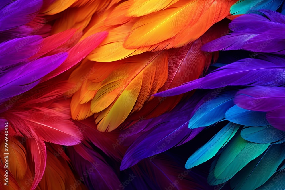 Vibrant Parrot Feather Gradients: Bright Plumage Fusion Explosion Vibrant Parrot Feather Gradients: Bright Plumage Fusion Explosion