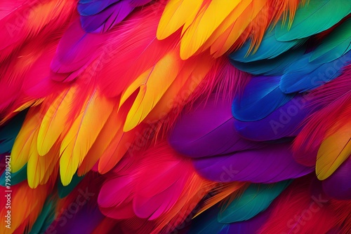 Vibrant Parrot Wing Feathers: A Fusion of Bright Plumage Gradients © Michael