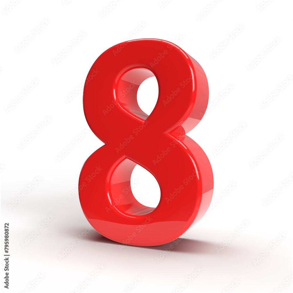 8 number 3d red 8 number 3d red
