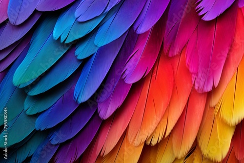 Vibrant Parrot Feather Gradients: Dazzling Hues of Nature © Michael