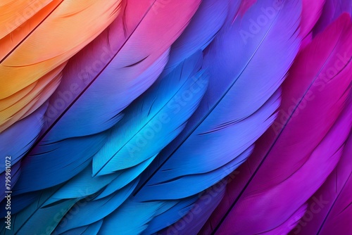 Vibrant Parrot Feather Gradients: Multicolor Plumage Pattern Splendor