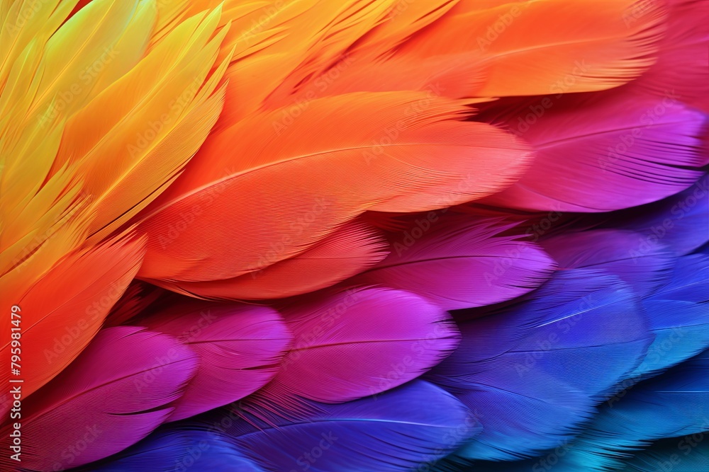 Vibrant Parrot Feather Gradients: Tropical Bird Hue Fusion Delight