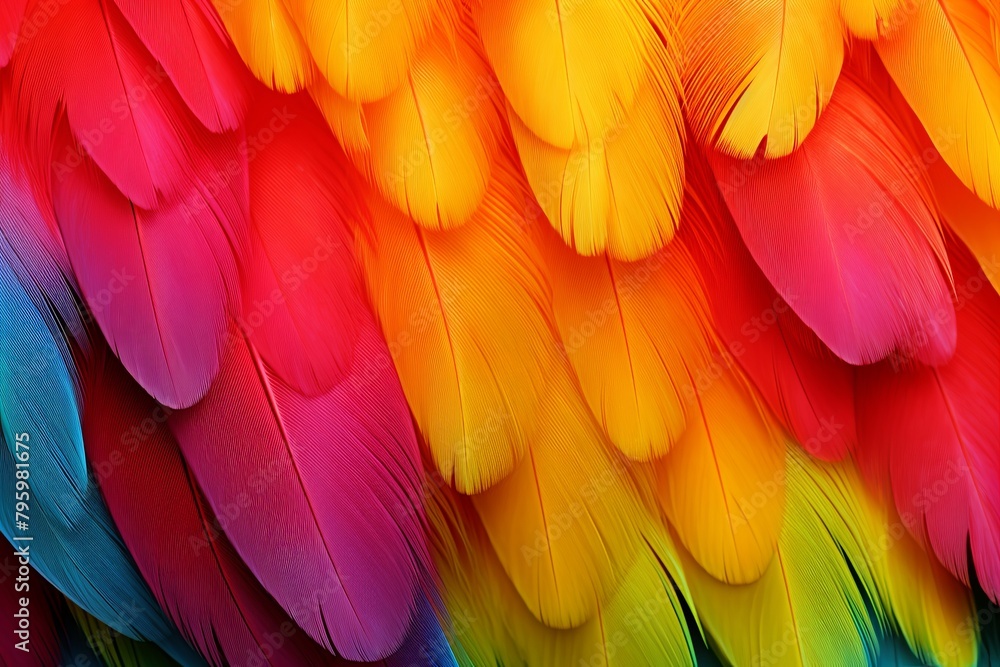 Obraz premium Vibrant Parrot Feather Gradients: A Vivid Wing Color Blend