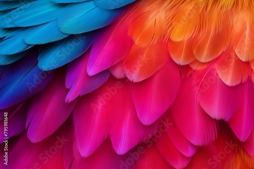 Vibrant Parrot Feather Gradients: Vivid Wing Color Blend Masterpiece © Michael