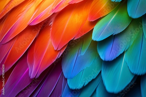 Vibrant Parrot Feather Gradients: Vivid Wing Color Blend © Michael