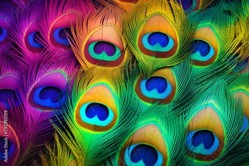 Vibrant Peacock Feather Gradients: Iridescent Color Spectrum Delight