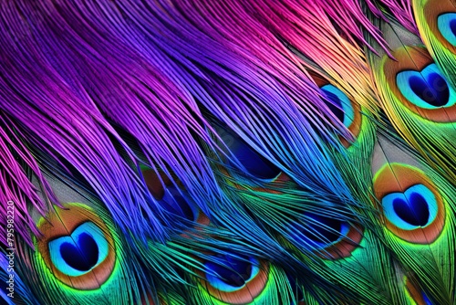 Vibrant Peacock Feather Gradients: Nature's Color Spectrum Delight