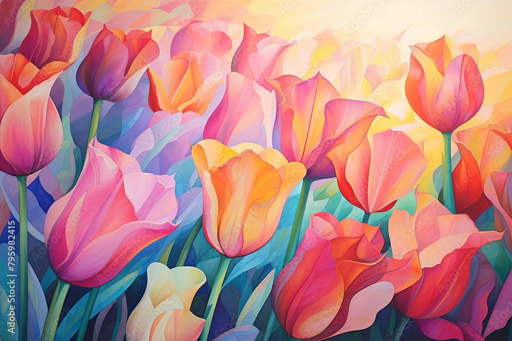 Vibrant Tulip Fields: Floral Morning Gradients